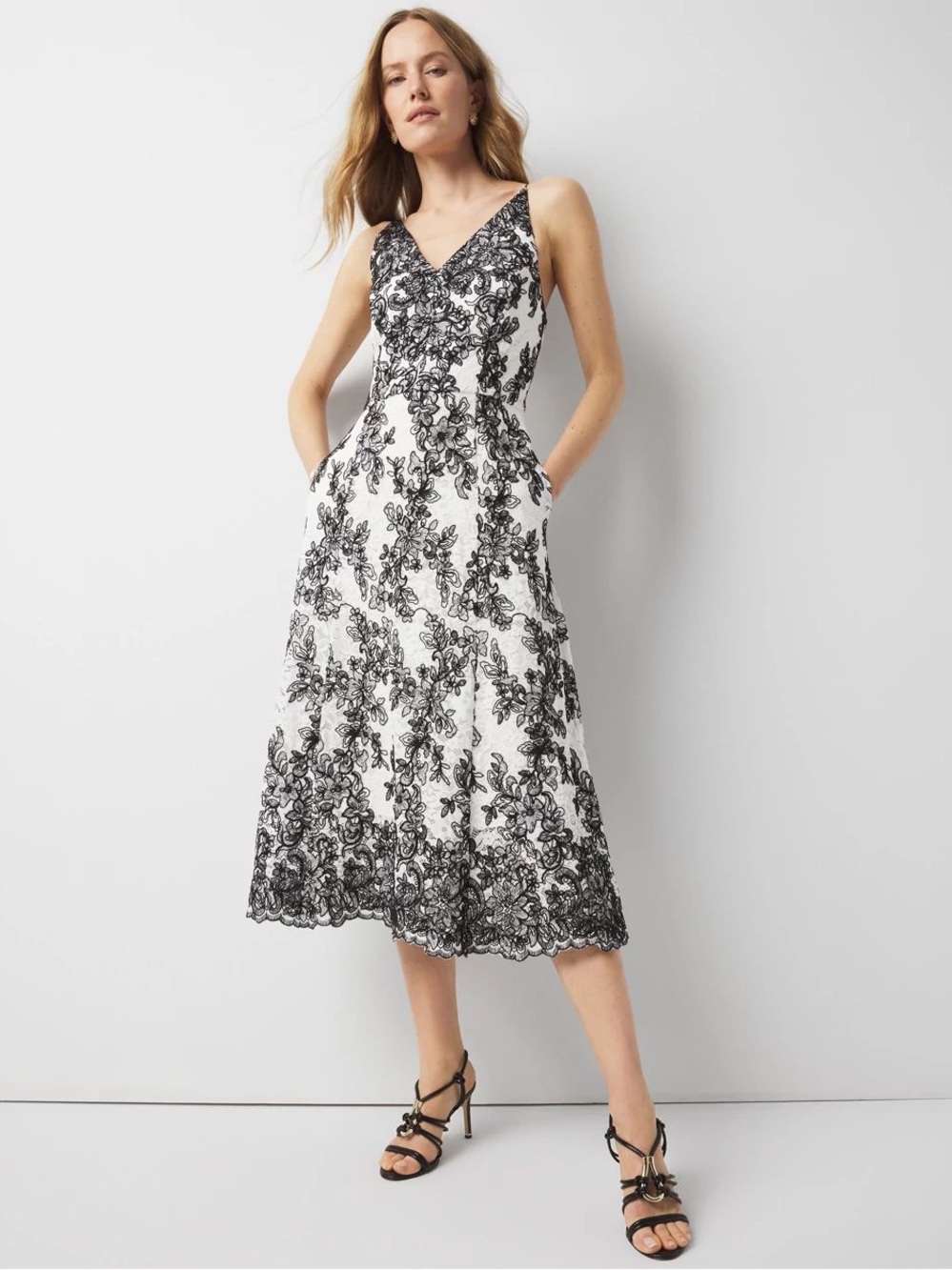 White House Black Market, Contrast Lace Midi Dress | Women’s 4